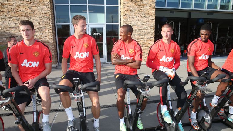 Manchester United's players put some time in on the bikes
