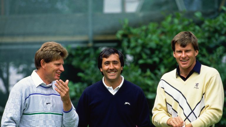 Nick Price, Ballesteros and Nick Faldo before the final round of the Open Championship at Royal Lytham in 1988
