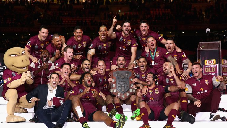 Queensland celebrate after their record win over New South Wales
