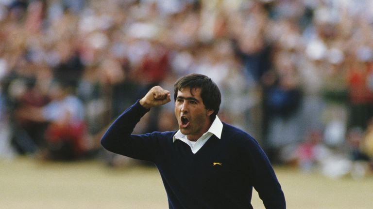 Seve Ballesteros: Celebrating the second of three Open victories