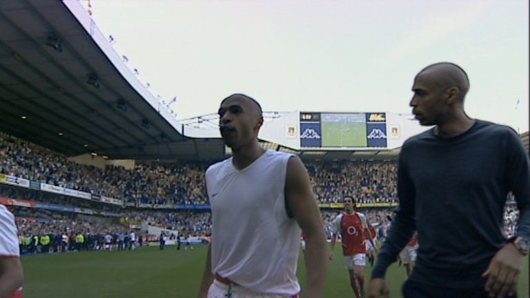Thierry Henry, who scored 228 goals in 377 games for Arsenal, sees double during Sky Sports' nostalgic new ad