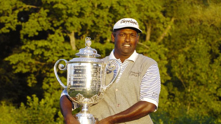 Vijay Singh saw off the challenge of Chris DiMarco and Justin Leonard in 2004