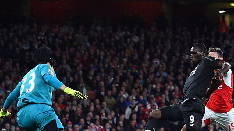 Petr Cech saves from a close-range Christian Benteke shot