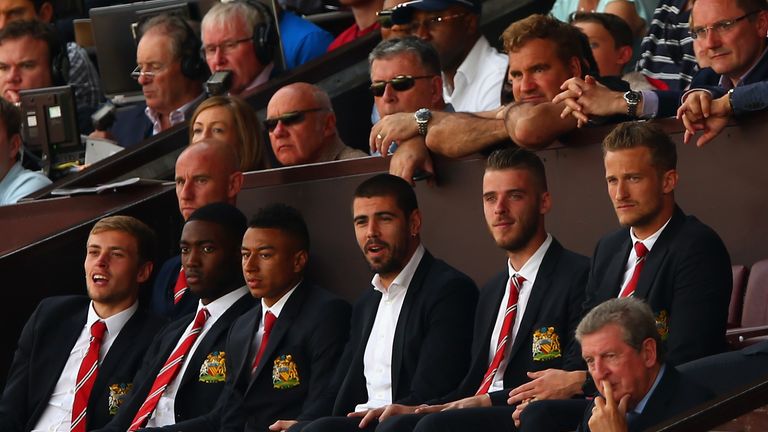 David de Gea (third from right) was not included in Man United's squad on Saturday