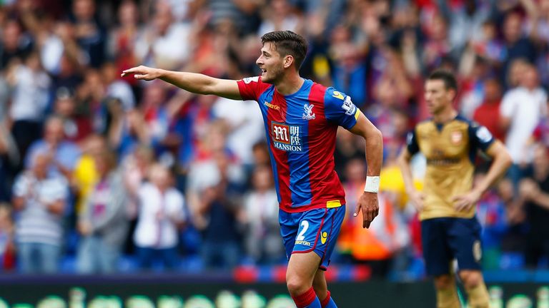 Joel Ward of Crystal Palace celebrates his equaliser