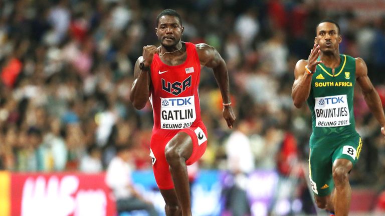 Justin Gatlin guided USA to second in the 4x100m relay but they were disqualified over their final changeover