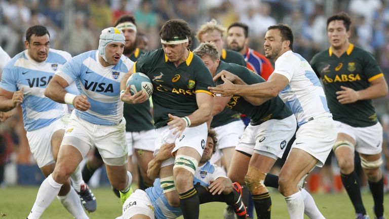 Marcell Coetzee of South Africa in action during last year's Rugby Championship match against Argentina