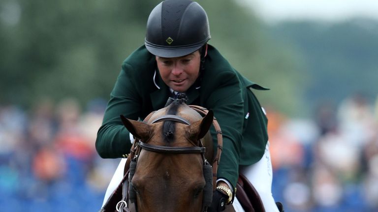 Cian O'Connor was on course for a clear round on Good Luck before a member of the ground staff ran in front of him