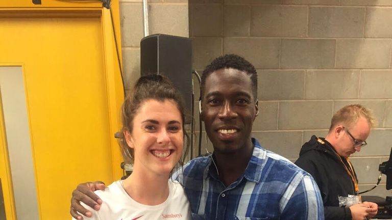 Olivia joins up with former GB sprinter Christian Malclom in London
