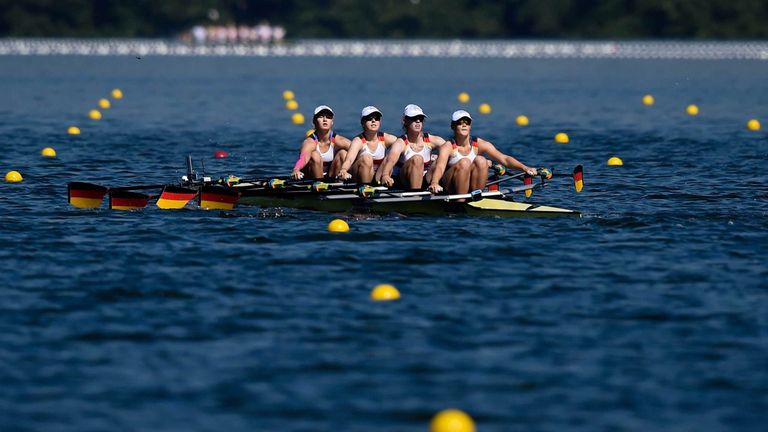 Rowers take part in World Juniors event at the Freitas Lagoon in Rio