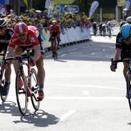 Andre Greipel (second left) beat Elia Viviani (right) in a photo finish on stage seven of the Tour of Britain
