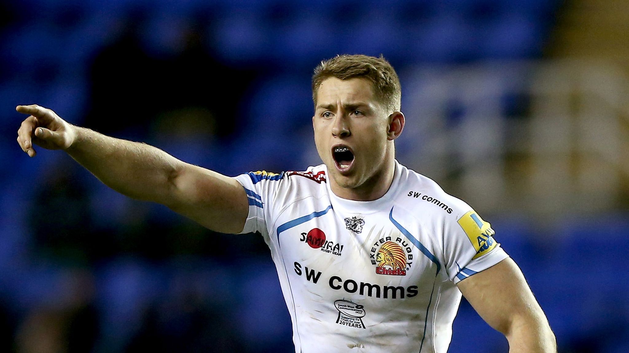 Exeter Chiefs Signed Blue Shirt Premiership Squad