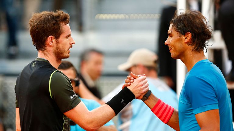 Rafael Nadal (r) paid tribute to Andy Murray