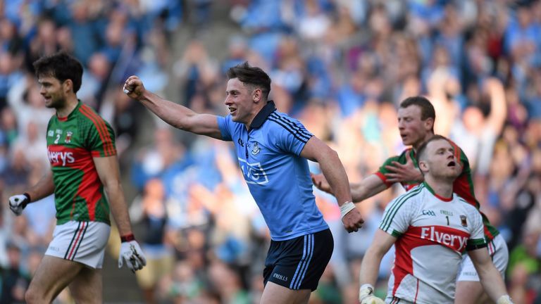 Dublin's Philly McMahon celebrates after scoring his side's second goal
