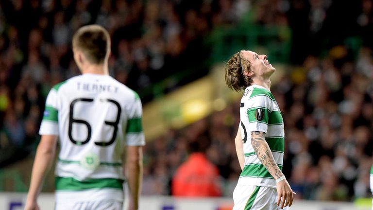 Stefan Johansen looks to the sky after Celtic threw away a two-goal lead