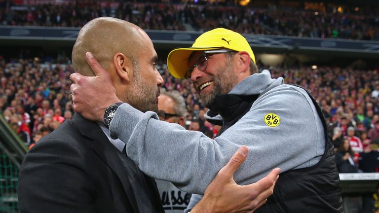 The arrival of so many big-name managers in the Premier League, like Pep Guardiola (left) at Man City, excites Beckham