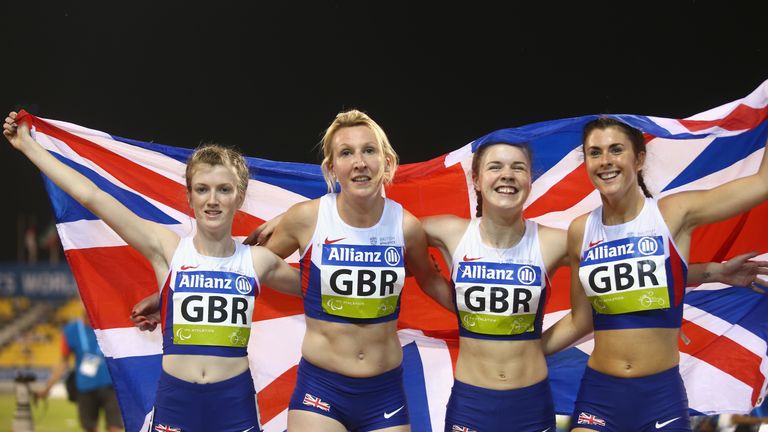 GB's golden relay team - Georgina Hermitage, Maria Lyle, Sophie Hahn, Olivia Breen