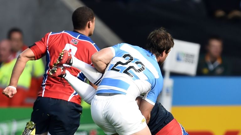 Argentina's centre Marcelo Bosch saw yellow for his tackle on Theuns Kotze and could face further disciplinary action