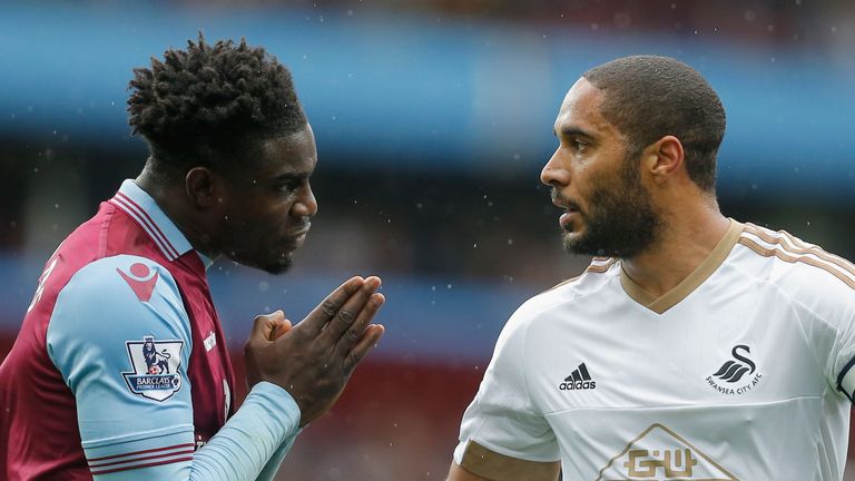 Swansea's Ashley Williams (right) has made the most blocks of any Premier League defender