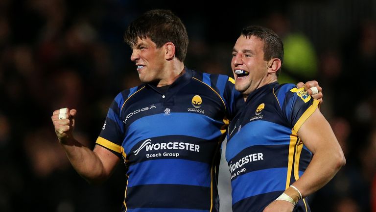 Worcester's Donncha O'Callaghan (left) with skipper Phil Dowson 