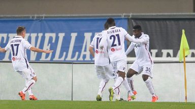 Godfred Donsa of Bologna celebrates after scoring his team's second goal against Hellas Verona