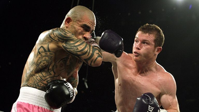 Pre-fight favourite Canelo Alvarez (right) dominated Miguel Cotto