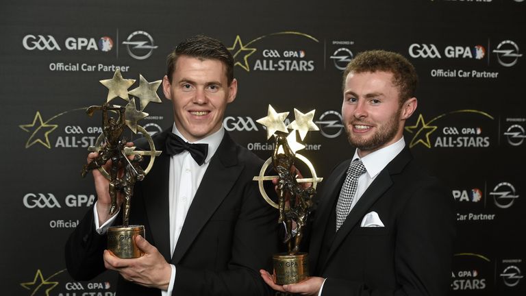 TJ Reid (left) and Jack McCaffrey with their player of the year awards