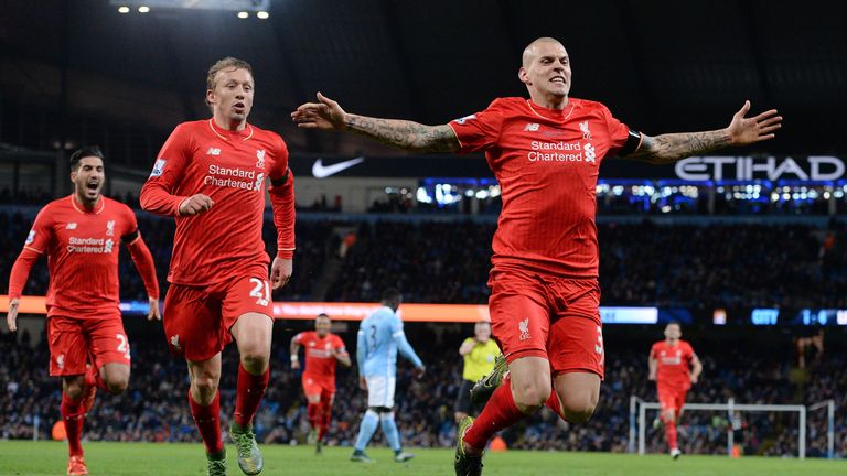 Liverpool's Martin Skrtel his side's fourth goal in the superb win at Man City