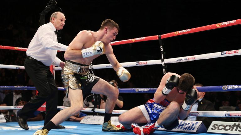 Callum Smith (left) had Rocky Fielding in trouble from the first bell