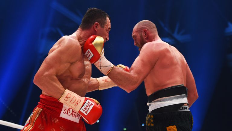 Fury (R) stunned the boxing world by outpointing Wladimir Klitschko