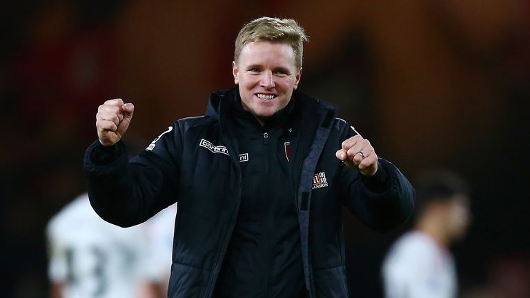 Eddie Howe celebrates his team's victory