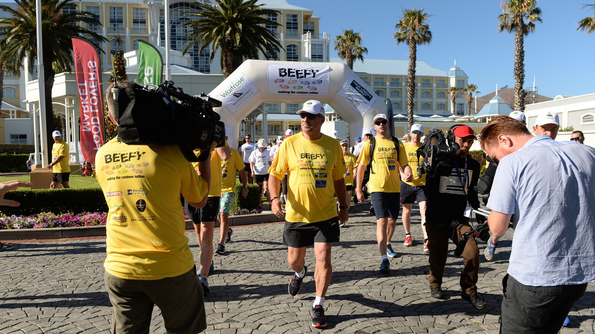 Beefy S Charity Walk Sir Ian Botham Meets John Barnes On Day One