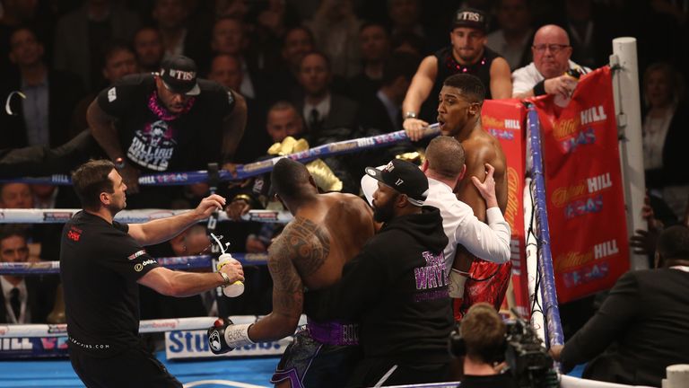 Whyte and Joshua brawled after the bell