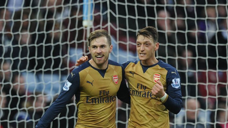 Aaron Ramsey celebrates scoring second Arsenal goal