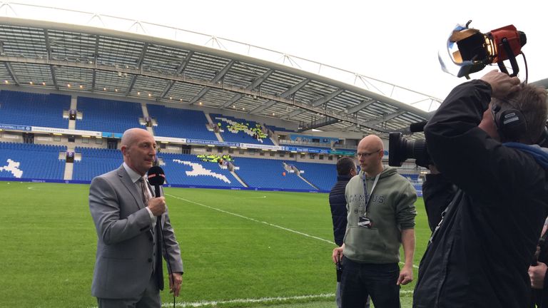 Ian Holloway prepares to chat to Sky Sports ahead of Brighton v Middlesbrough