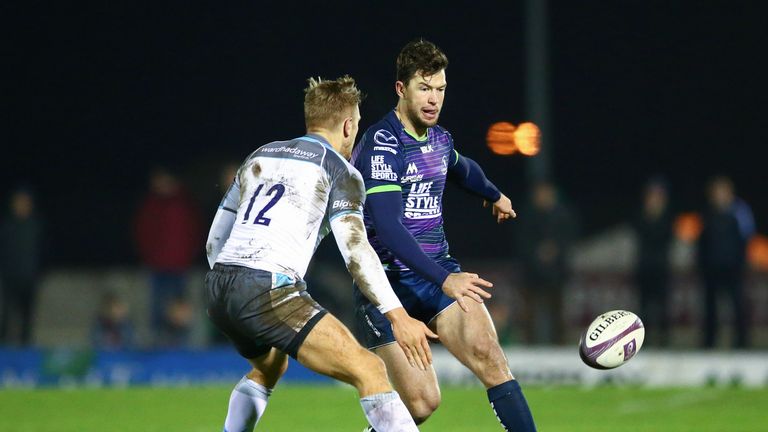 Newcastle's Chris Harris clips the ball past Connacht's Danie Poolman 