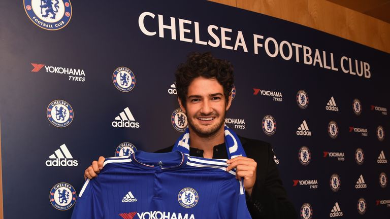 Alexandre Pato poses with his new Chelsea shirt