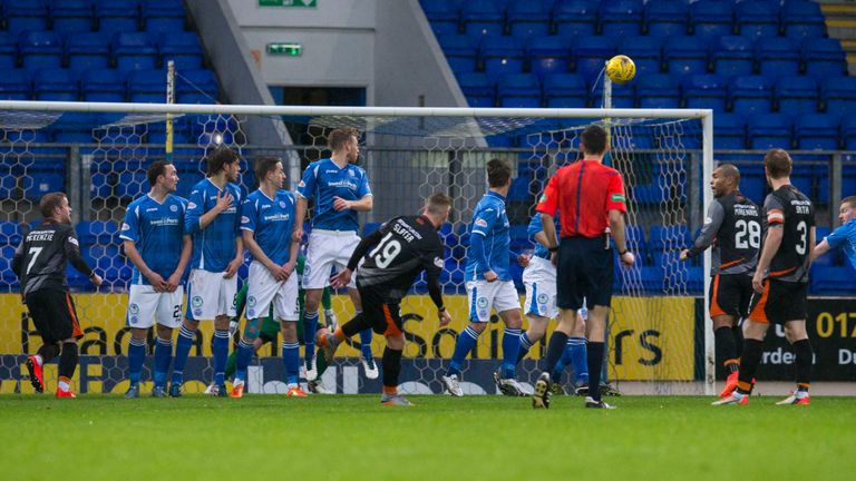 Craig Slater (19) scores for Kilmarnock in their Scottish Cup tie against St Johnstone