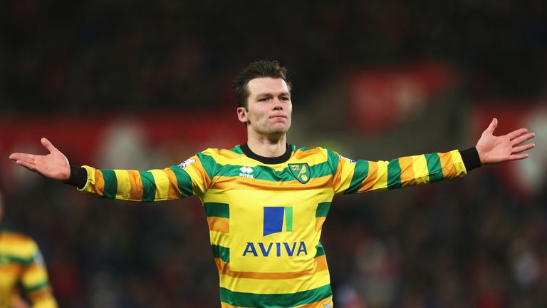 Jonathan Howson celebrates scoring Norwich's first goal against Stoke in midweek