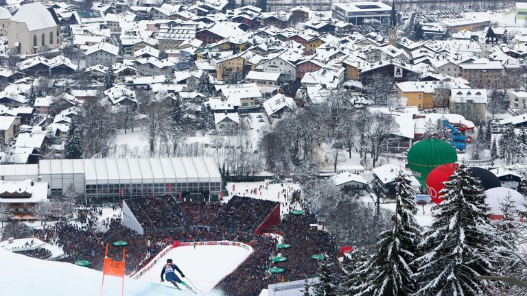 Peter Fill of Italy on his way to victory in the men's downhill at Kitzbuhel
