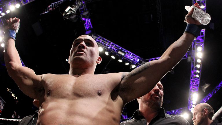 Robbie Lawler celebrates after defeating Carlos Condit