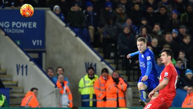 Jamie Vardy scored twice in Leicester's win over Liverpool