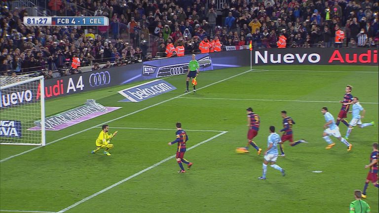 Lionel Messi passed the ball for Luis Suarez to score