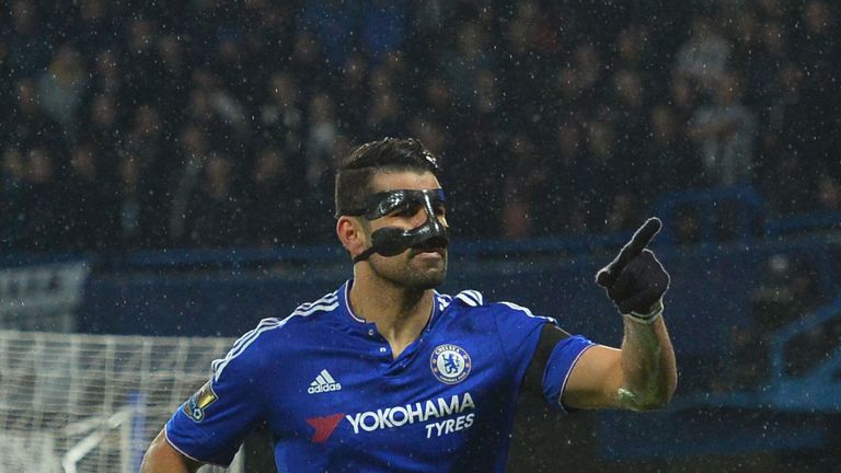 Diego Costa wore a mask after breaking his nose in training