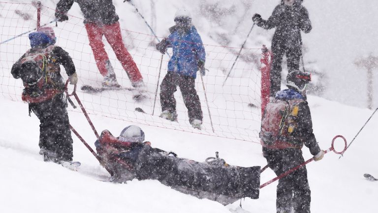 Vonn had to be stretchered off the piste on Saturday