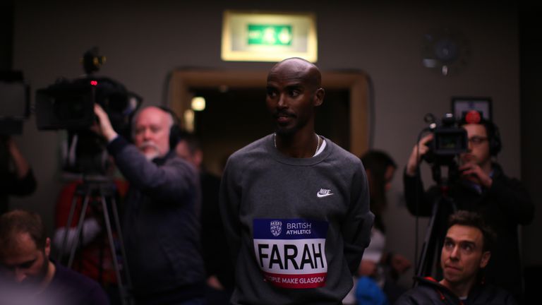 Mo Farah is in Glasgow to compete at the Indoor Grand Prix