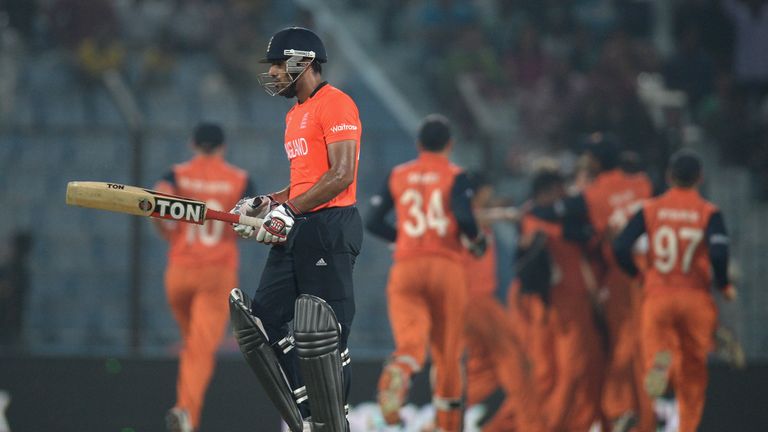 Ravi Bopara is dismissed as England collapse to an embarrasing defeat against the Dutch