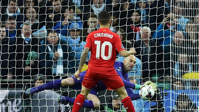 Willy Caballero saves Coutinho's penalty, his second of three in the shoot-out