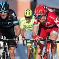 Geraint Thomas (left) battles for victory on stage six with Ilnur Zakarin