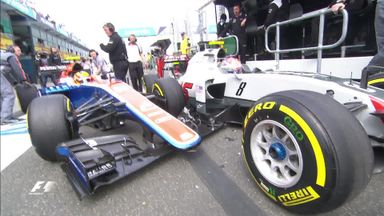 Grosjean and Haryanto collide during Practice Three in Melbourne